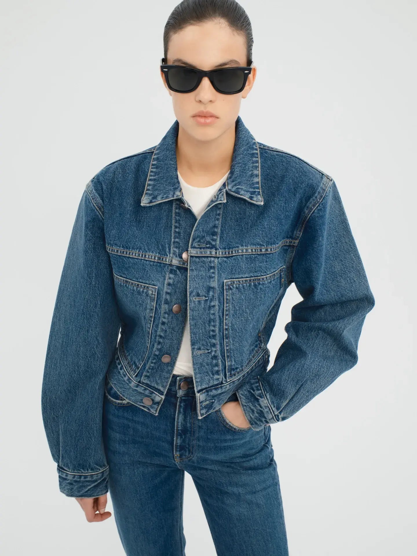 Barnes Jacket in Rigid Denim - AFLALO