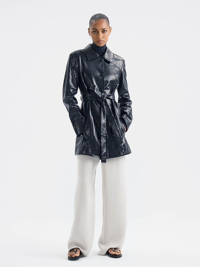 Elyra Jacket in Python Embossed Leather - AFLALO