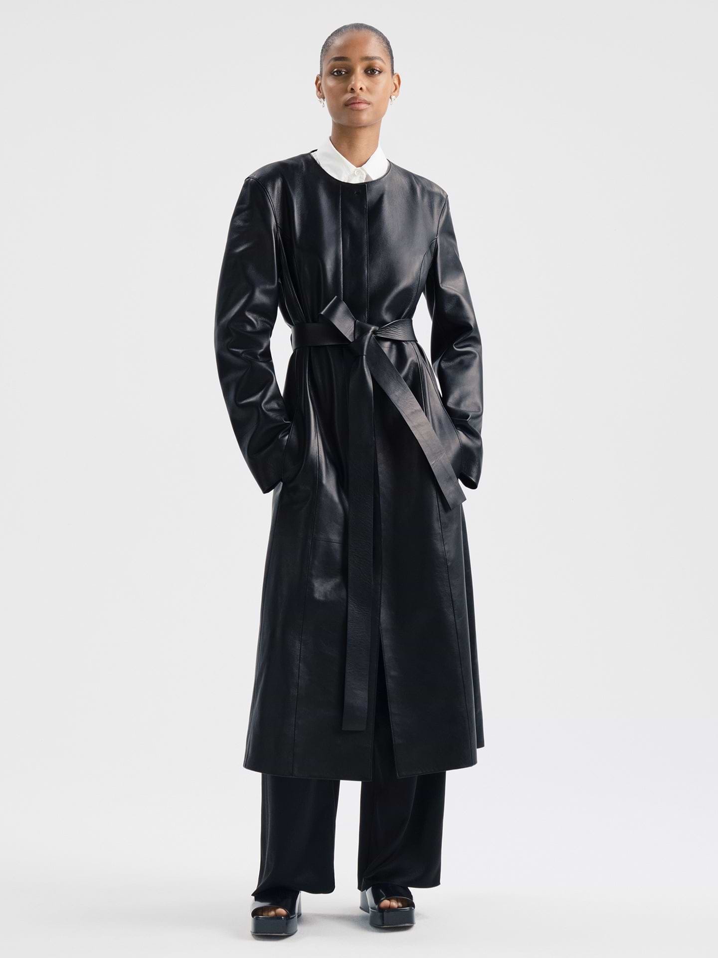 Affine Coat Black in Leather | AFLALO