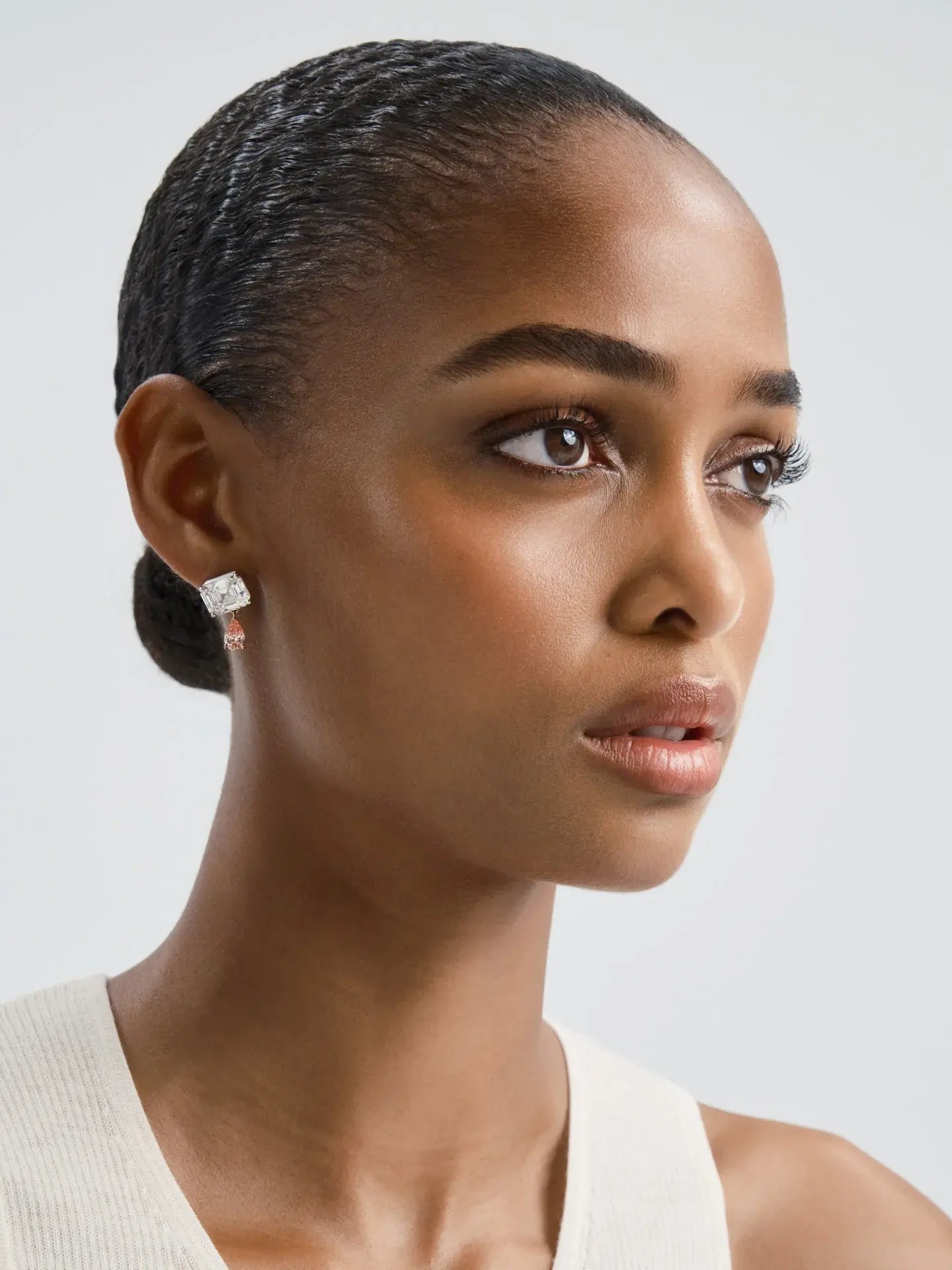 Tennis Drop Earrings in Mixed Gold - AFLALO