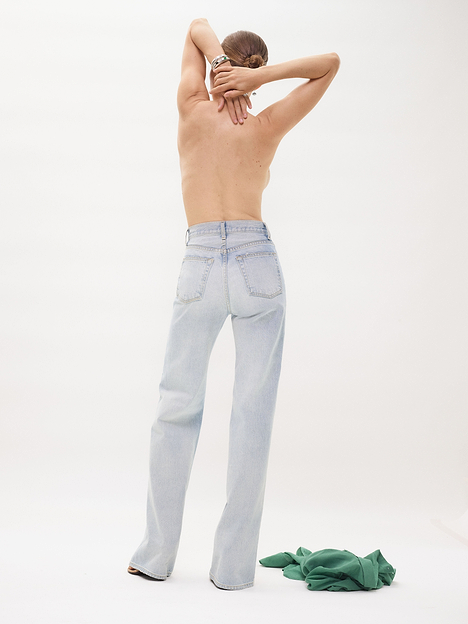 AFLALO Hardy Jean in Rigid Denim – Salt Air - Model Back Posed
