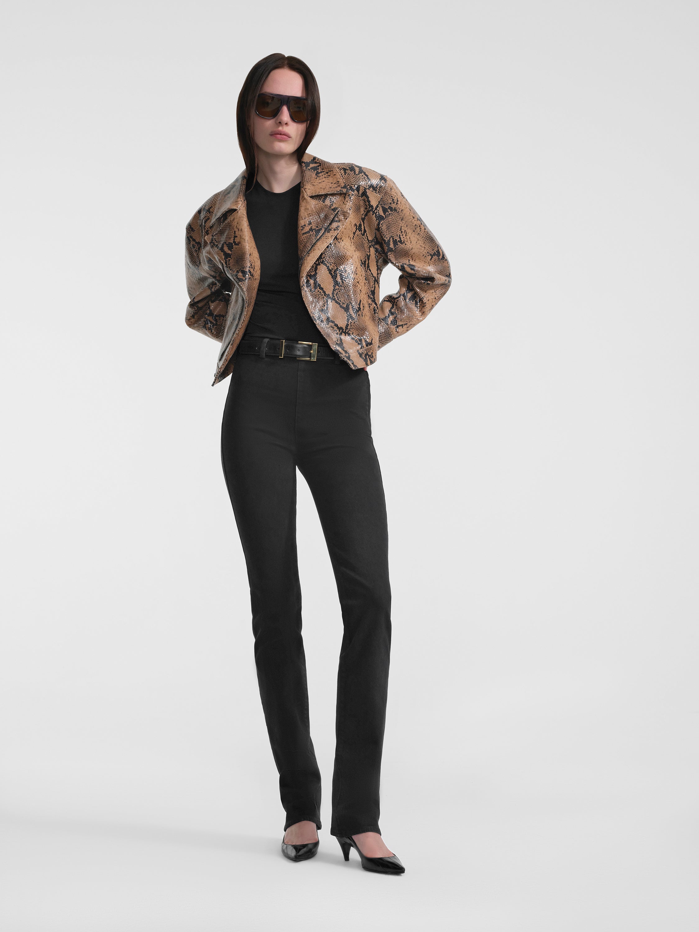 Mentra Jacket in Python Embossed Leather