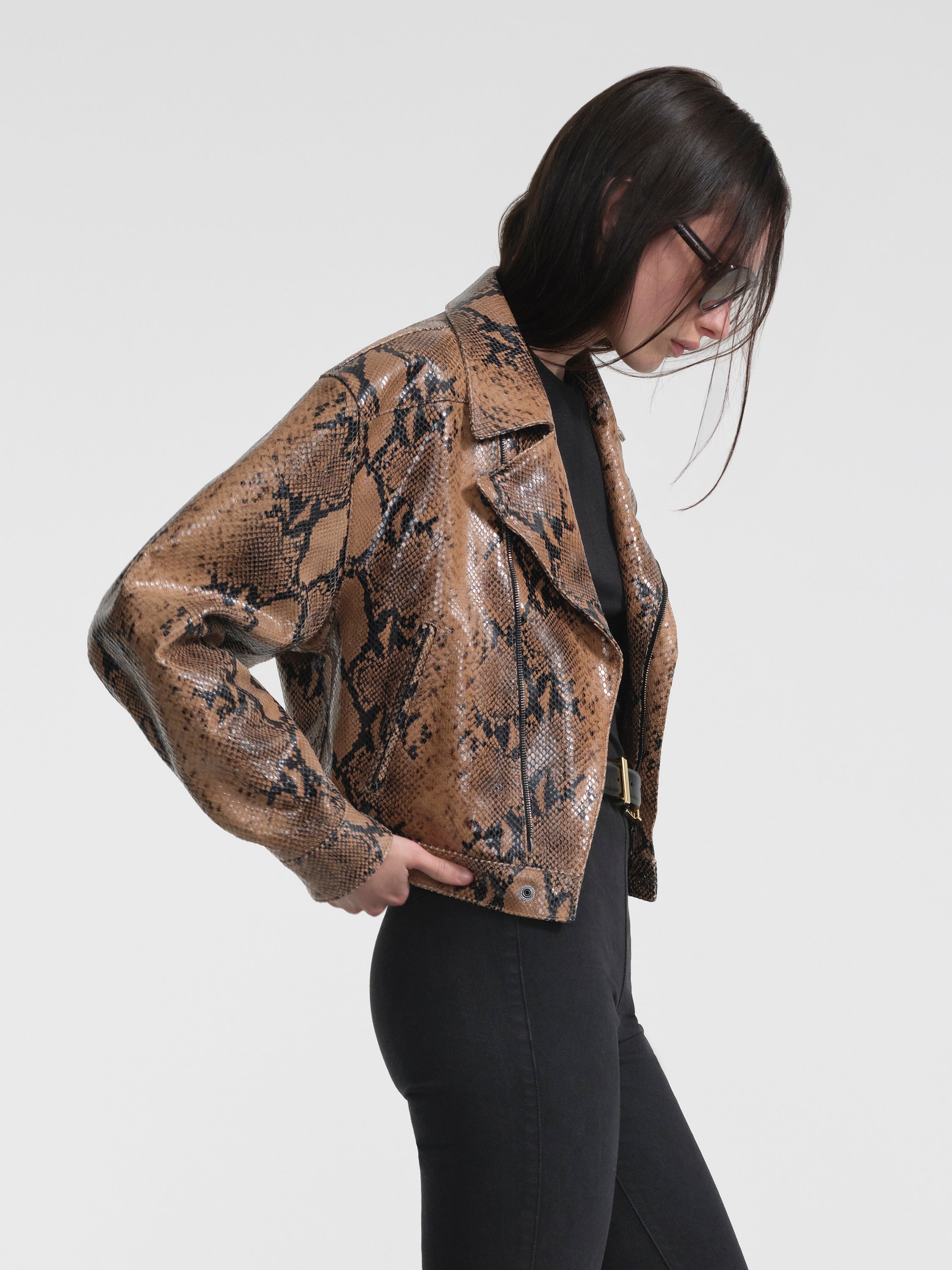 Mentra Jacket in Python Embossed Leather