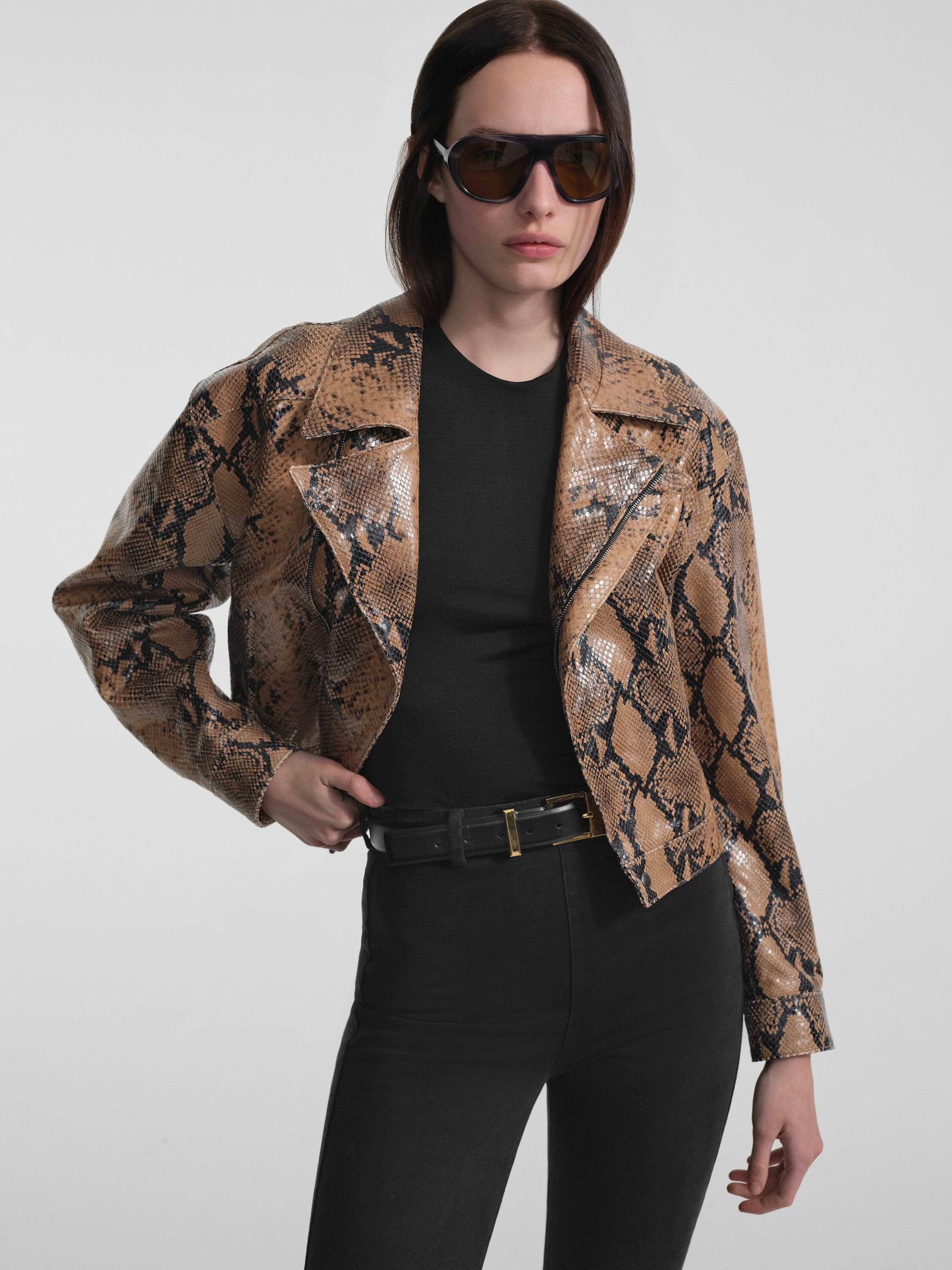 Mentra Jacket in Python Embossed Leather
