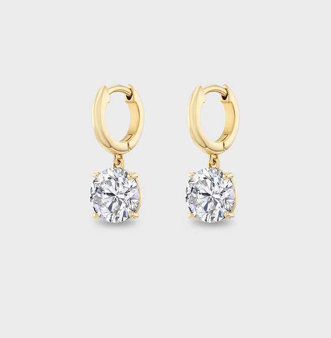 Orbit Solitaire Huggie Earrings in Gold