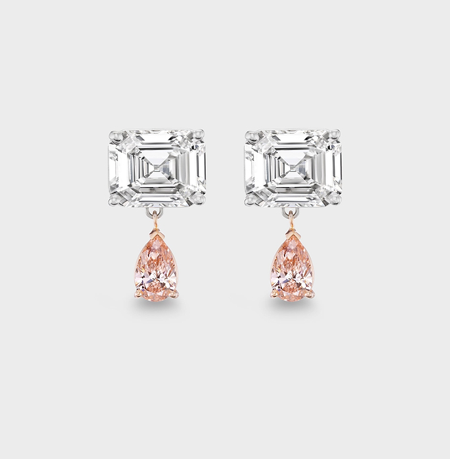 Tennis Drop Earrings in Mixed Gold - AFLALO