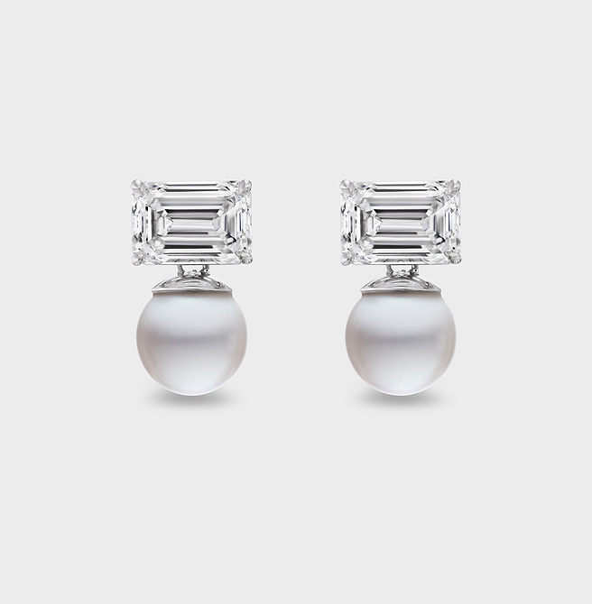 Priestess Tennis Drop Earrings in White Gold