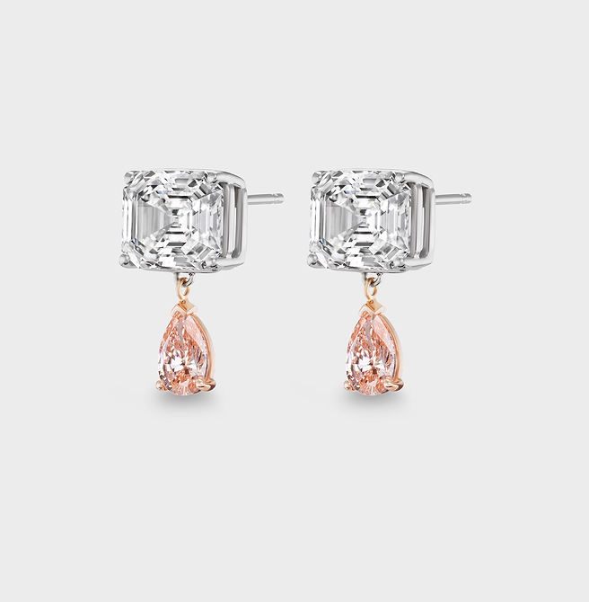 Tennis Drop Earrings in Mixed Gold - AFLALO