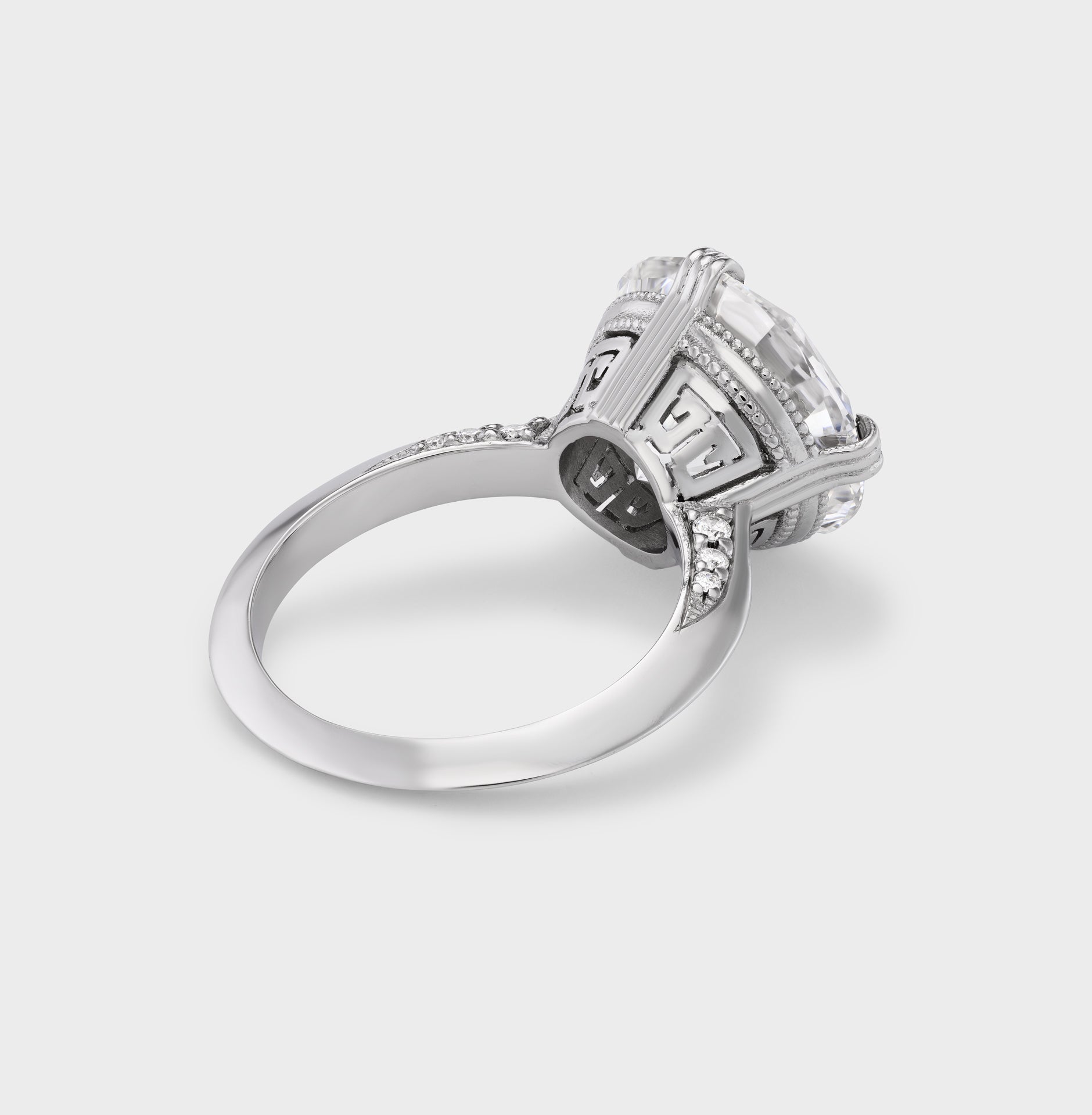 Greek Key Ring in Platinum - AFLALO