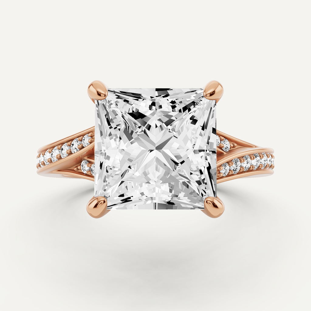 3 1/6 ctw Princess Diamond Contemporary Split Shank Side Stone