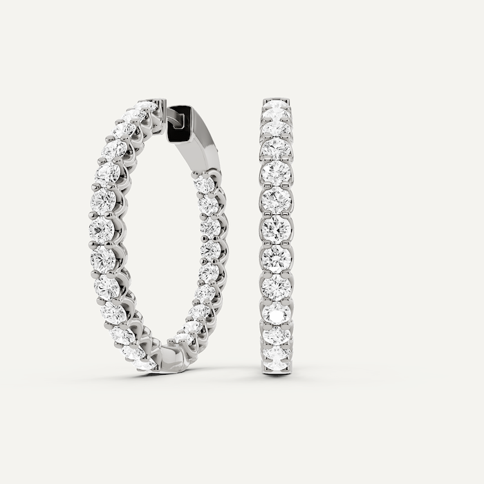 Diamond Inside Out Round Hoop Earrings
