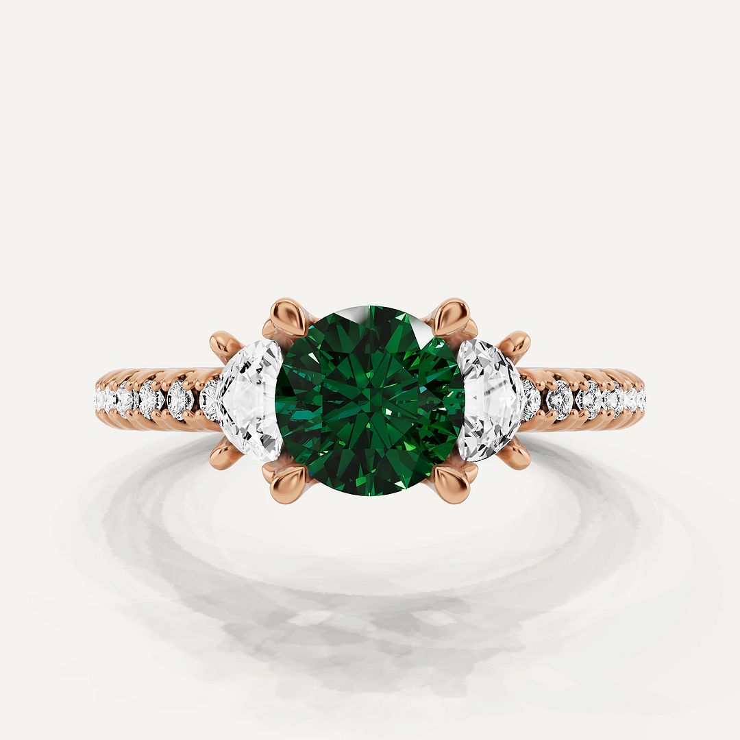 K14WG エメラルド 指輪 13号　emerald ring size 13 14k GOLD DIAMOND CARA EMERALD RING – Jen K Online