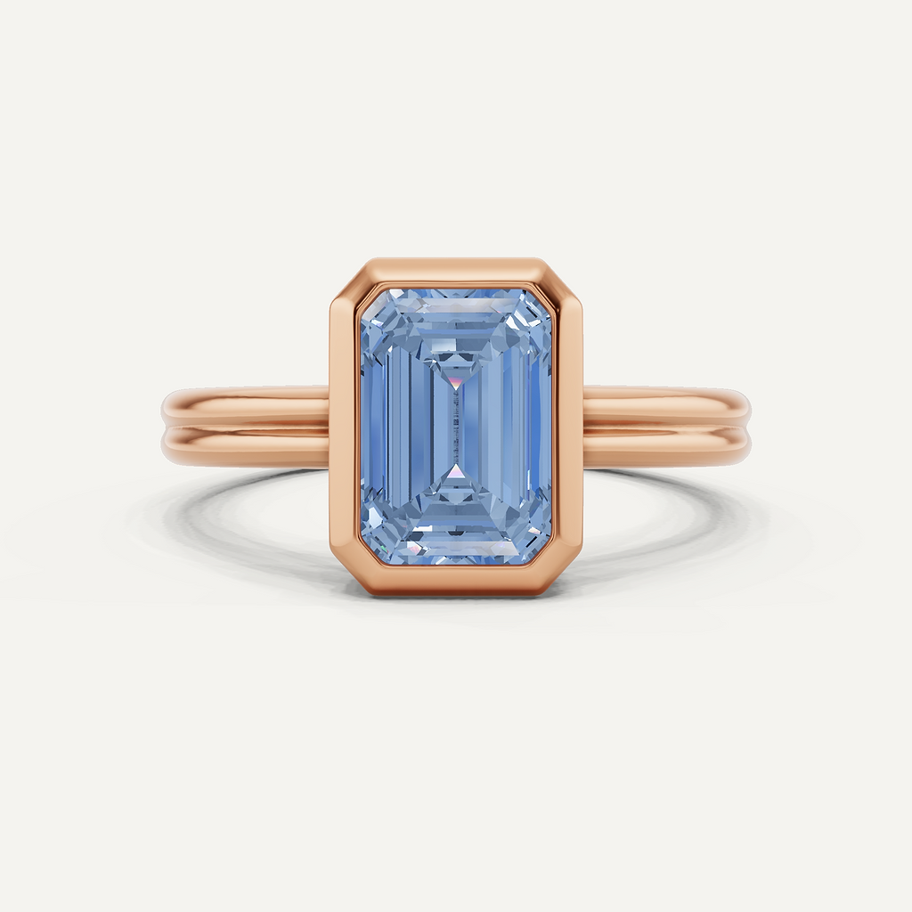 2 1/4 ctw Aquamarine Created Aquamarine Bezel Set Double