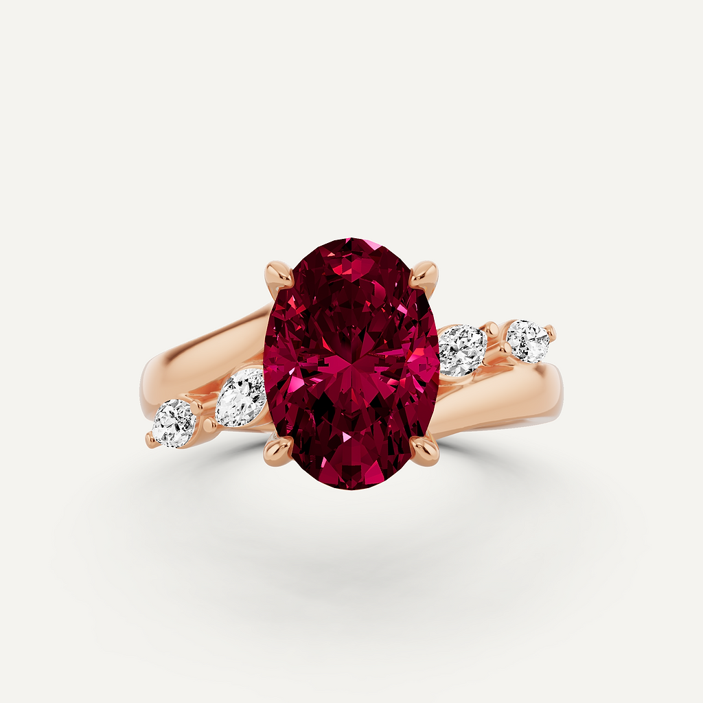 2 Carat Ruby Engagement Ring w/ Baguette Diamonds in Platinum