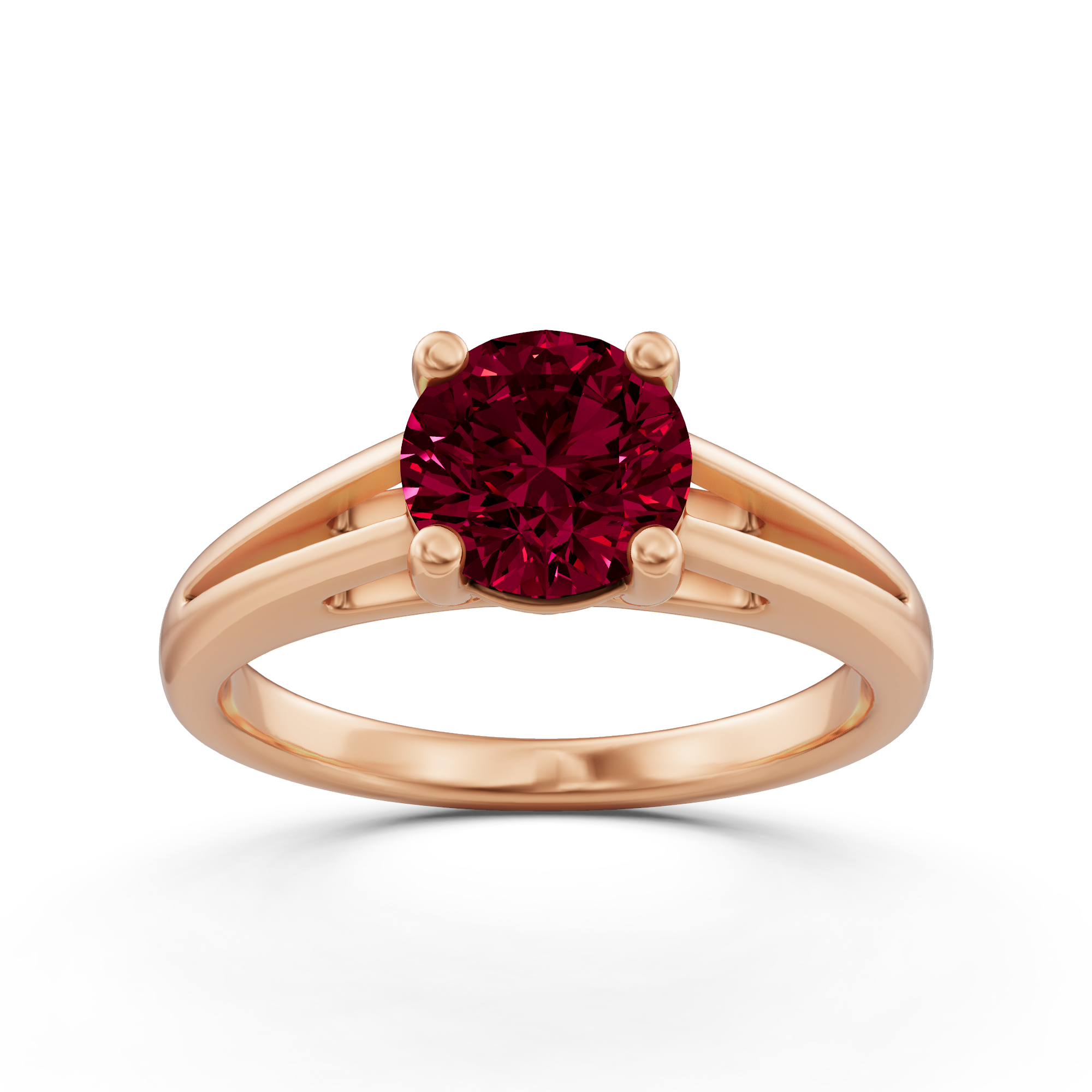 1 ctw Round Created Ruby Double Band Solitaire Engagement Ring - Von ...