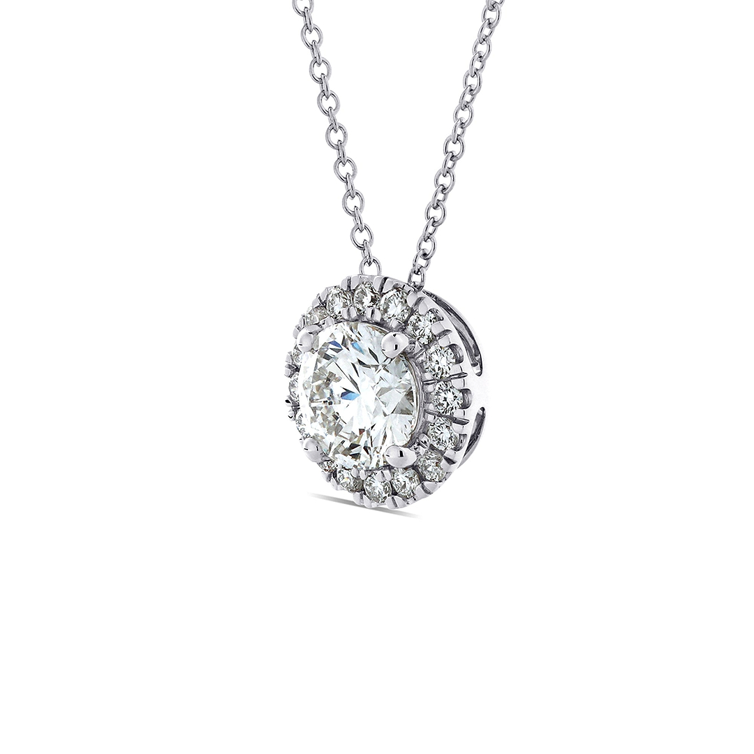 1 1/5 ctw Round Diamond Halo Pendant