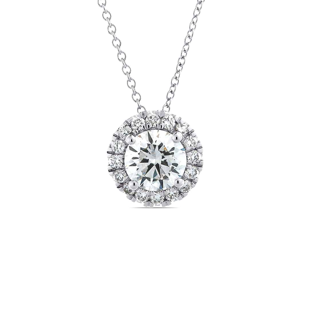 1 1/5 ctw Round Diamond Halo Pendant