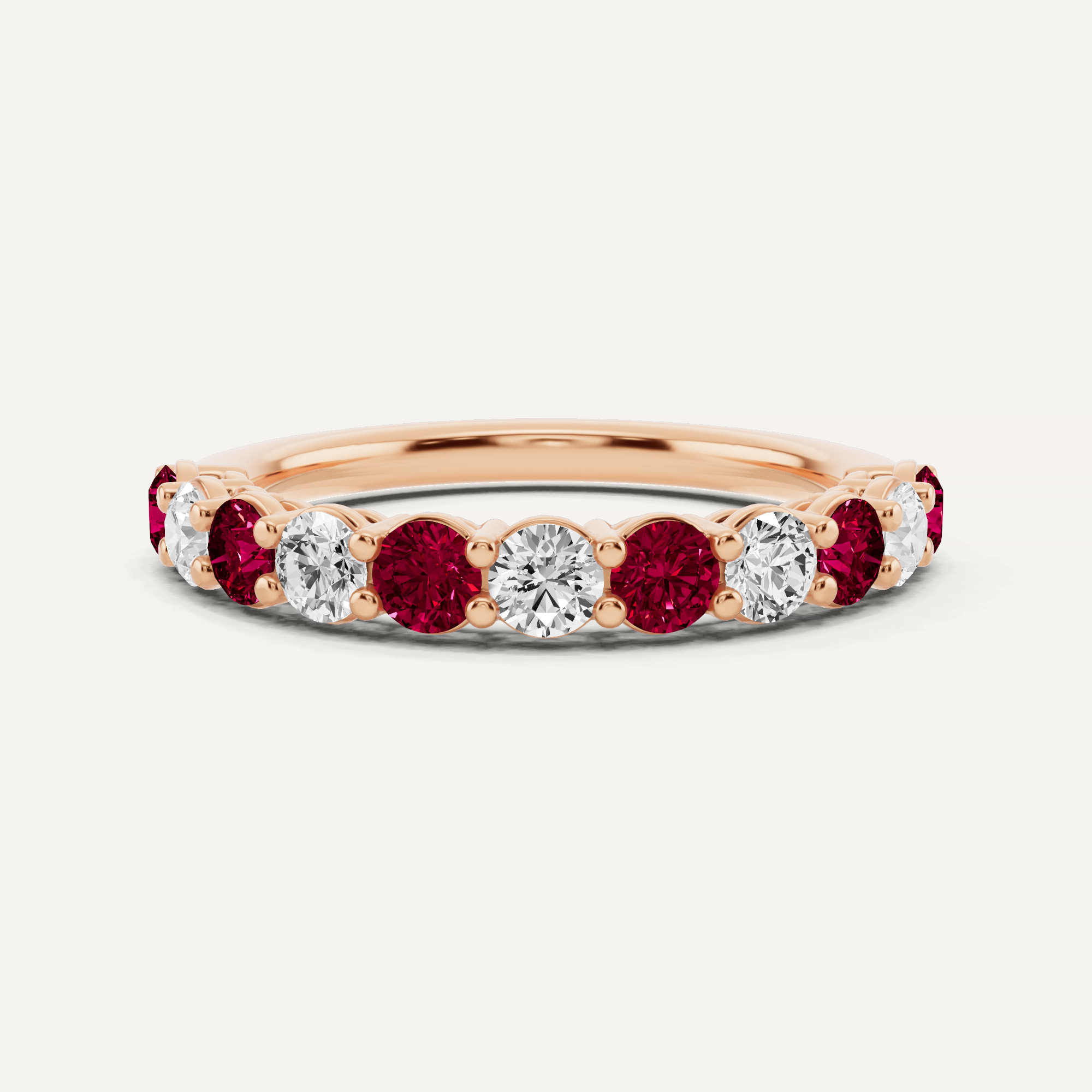 1 ctw Round Diamond & Round Created Ruby Alternating Prong Set Wedding ...
