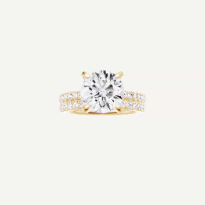 Esmee-Petite Pave Engagement Ring in 14K Yellow Gold With Hidden Halo with Side Diamond Setting, [Ring Size: 4.00 & Estimated Shipping Date:  Wed, May 28, 2025]