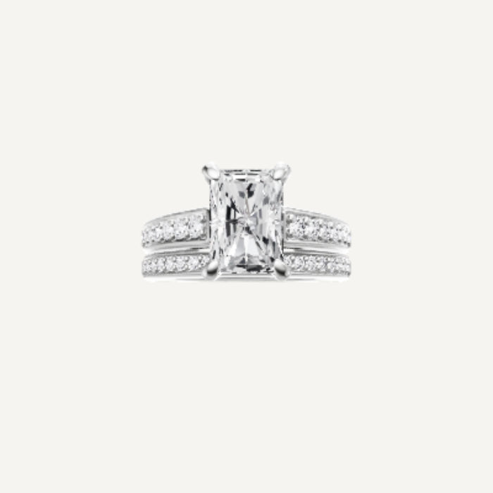 Luna-Tapered Pave Engagement Ring in Platinum With Hidden Halo with Side Diamond Setting, [Ring Size: 6.00 & Estimated Shipping Date:  Mon, Jun 16, 2025]