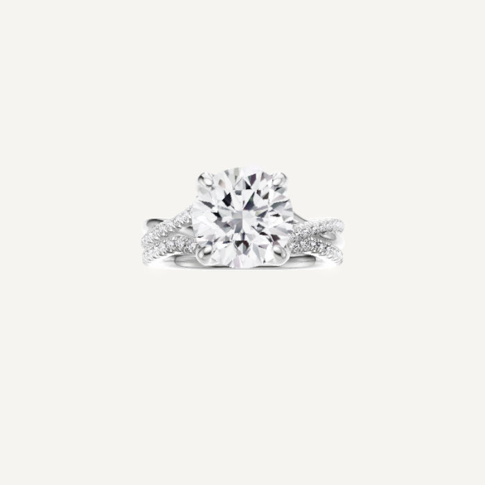 Neva-Twist Engagement Ring in 18K White Gold With Tulip Setting, [Ring Size: 6.50 & Estimated Shipping Date:  Thu, May 22, 2025]