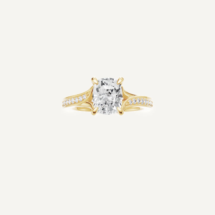 Ivy-Micro pave Chevron Engagement Ring in 14K Yellow Gold With Hidden Halo with Side Diamond Setting, [Ring Size: 9.00 & Estimated Shipping Date:  Thu, Jun 05, 2025]