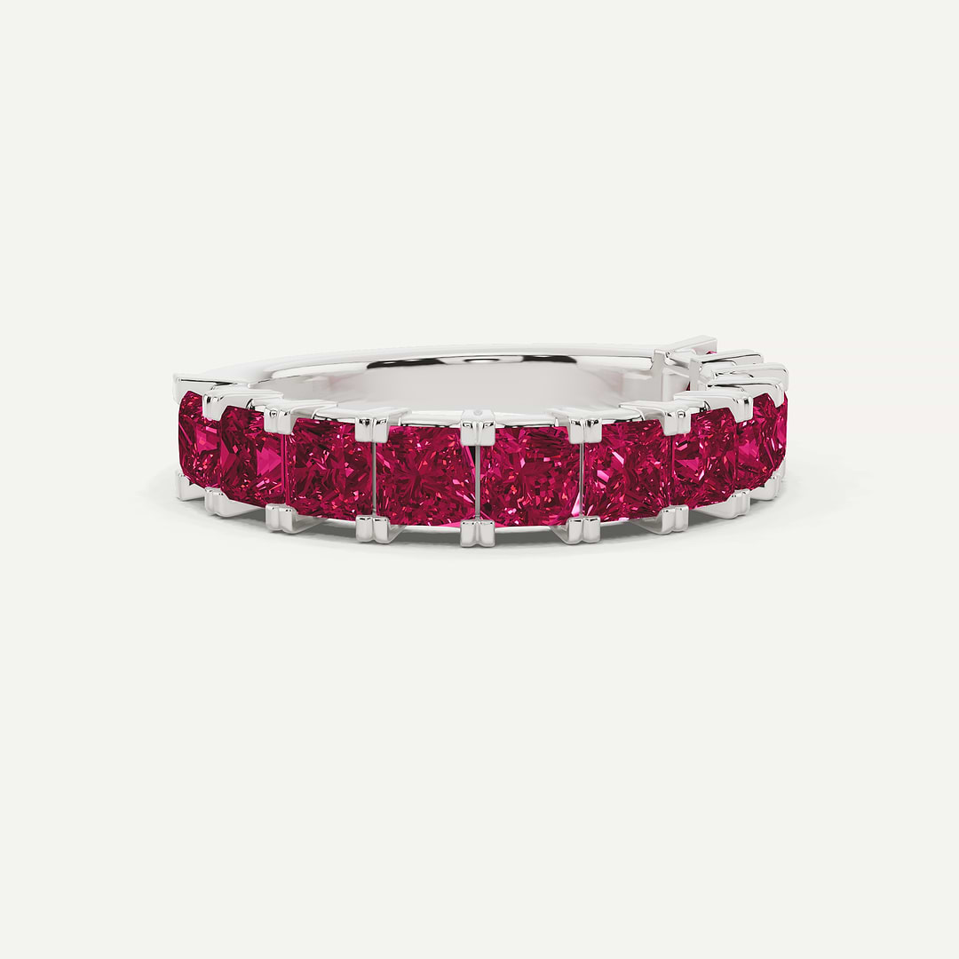 Ruby Diamond Stage 2 ctw Princess Created Ruby Eleven Stone Anniversary Band - Von Diamonds