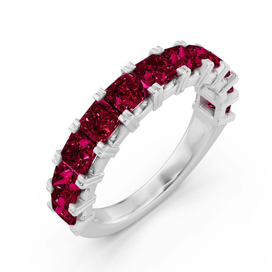 2 ctw Princess Created Ruby Eleven Stone Anniversary Band - Von Diamonds