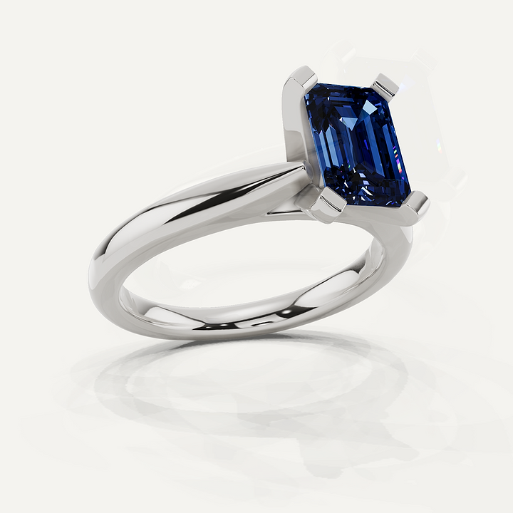 2 1/4 ctw Emerald Created Sapphire Cathedral Solitaire