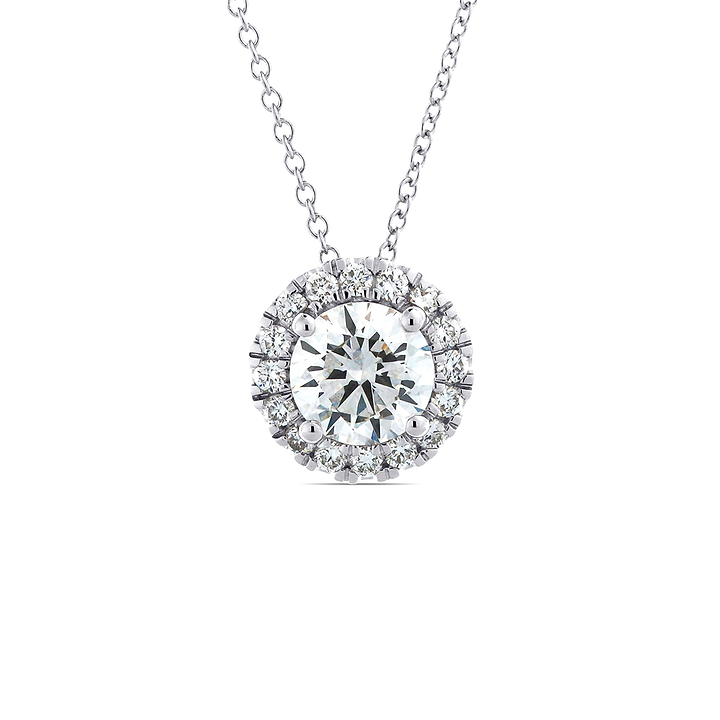 1 1/5 ctw Round Diamond Halo Pendant