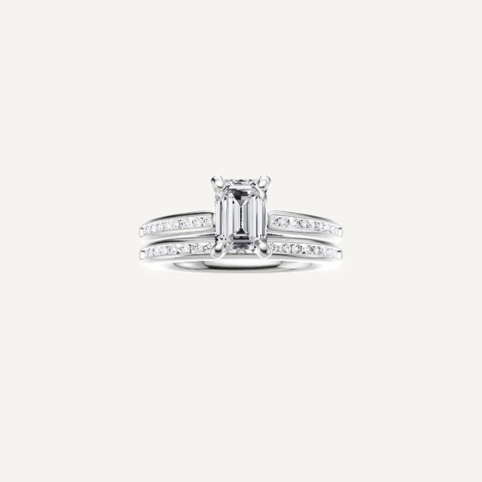 Zuri-Channel Set Engagement Ring in 14K White Gold With Hidden Halo with Side Diamond Setting, [Ring Size: 5.50 & Estimated Shipping Date:  Thu, May 22, 2025]