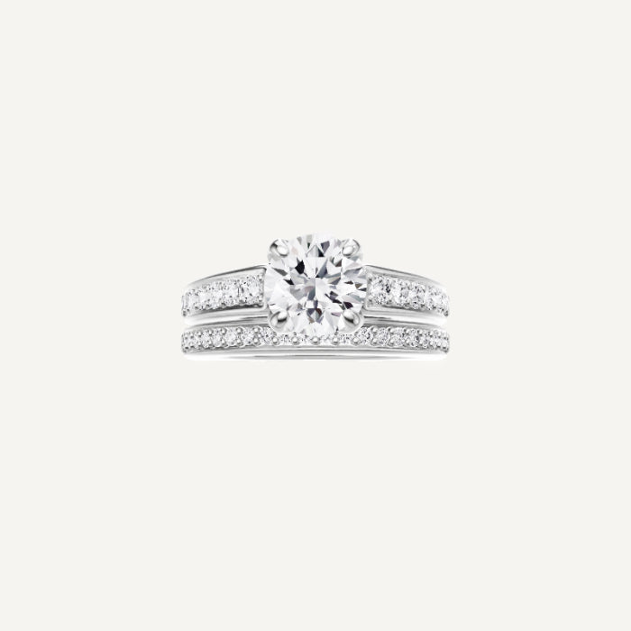 Luna-Tapered Pave Engagement Ring in 14K White Gold With Tulip Setting, [Ring Size: 7.25 & Estimated Shipping Date:  Wed, Apr 30, 2025]
