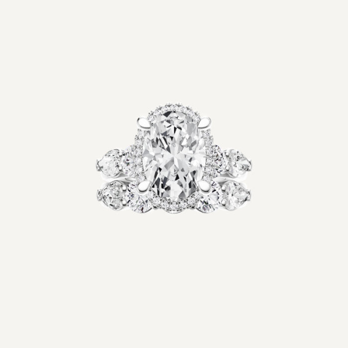Sofia-Five Stone Engagement Ring in 14K White Gold With Halo Shadow Setting, [Ring Size: 7.00 & Estimated Shipping Date:  Wed, Jun 04, 2025]