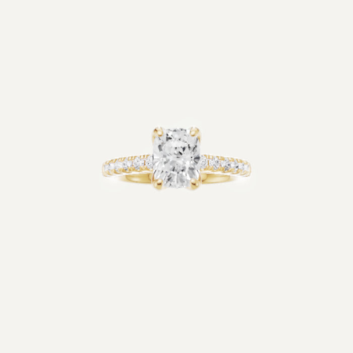 Celeste-Shared Prong Engagement Ring in 14K Yellow Gold With Tulip Setting