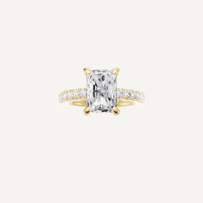 Celeste-Shared Prong Engagement Ring in 14K Yellow Gold With Hidden Halo with Side Diamond Setting, [Ring Size: 5.50 & Estimated Shipping Date:  Wed, Jun 04, 2025]