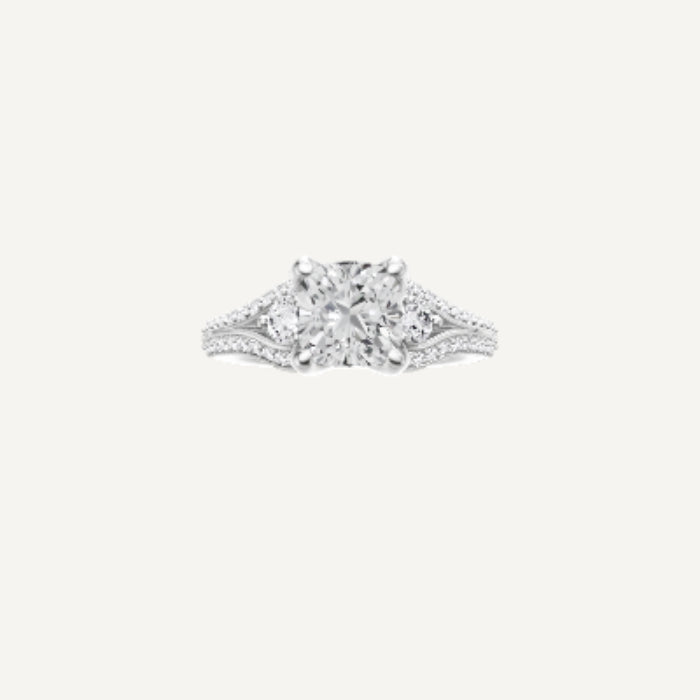 Aria-Framed Engagement Ring in 18K White Gold With Tulip Setting, [Ring Size: 6.00 & Estimated Shipping Date:  Fri, Jun 13, 2025]