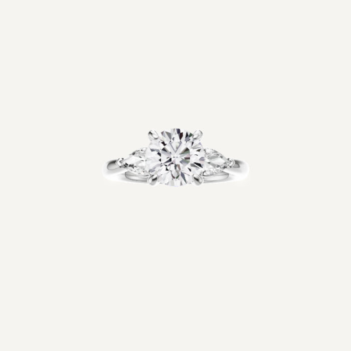Cloe-Pear Side Engagement Ring in Platinum With Hidden Halo with Side Diamond Setting, [Ring Size: 6.50 & Estimated Shipping Date:  Mon, May 26, 2025]