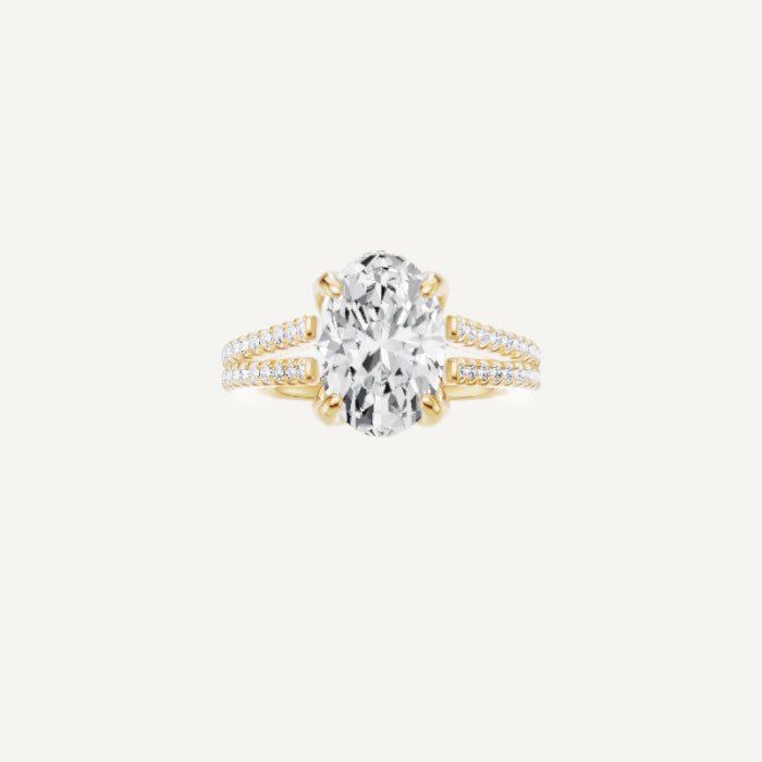 Vivienne-Vintage split shank Engagement Ring in 14K Yellow Gold With Tulip Setting, [Ring Size: 6.50 & Estimated Shipping Date:  Fri, May 23, 2025]