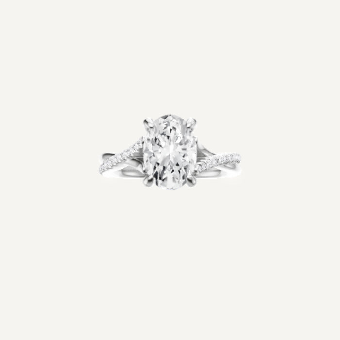 Neva-Twist Engagement Ring in Platinum With Hidden Halo Setting, [Ring Size: 7.25 & Estimated Shipping Date:  Tue, May 20, 2025]
