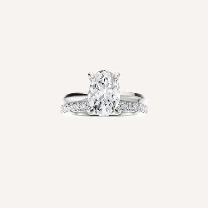 Violet-2mm Knife Edge Engagement Ring in 14K White Gold With Hidden Halo Setting, [Ring Size: 7.00 & Estimated Shipping Date:  Tue, May 06, 2025]