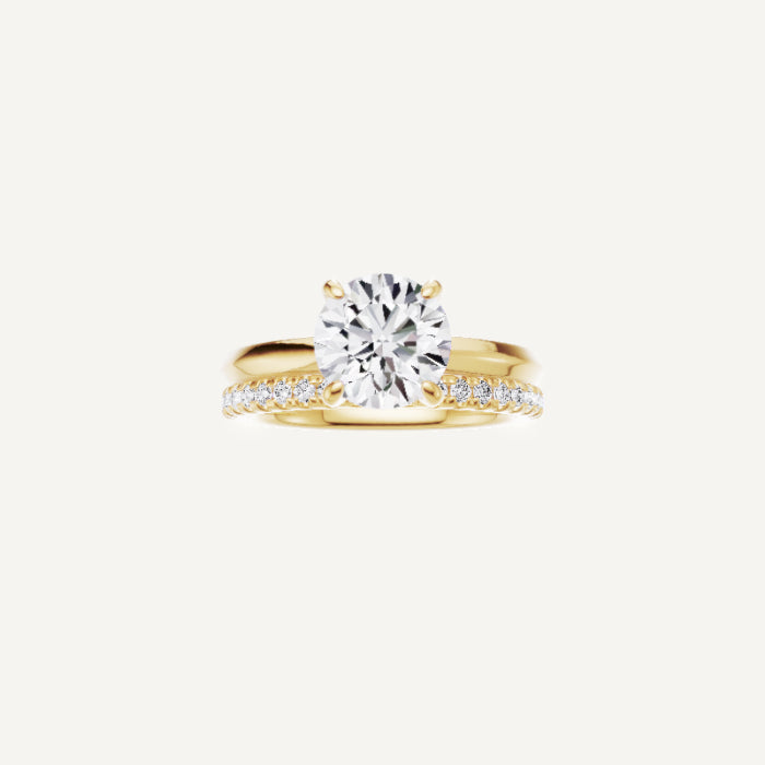 Violet-2mm Knife Edge Engagement Ring in 14K Yellow Gold With Hidden Halo with Side Diamond Setting, [Ring Size: 7.00 & Estimated Shipping Date:  Wed, May 07, 2025]