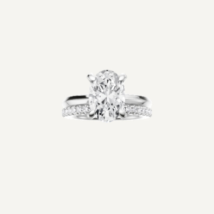 Violet-2mm Knife Edge Engagement Ring in 14K White Gold With Hidden Halo with Side Diamond Setting, [Ring Size: 6.00 & Estimated Shipping Date:  Fri, May 16, 2025]