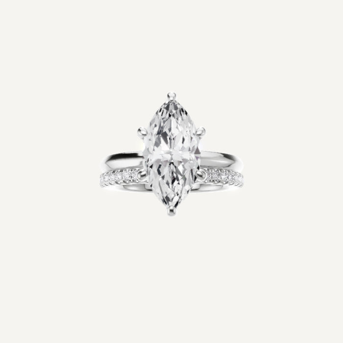 Violet-2mm Knife Edge Engagement Ring in Platinum With Hidden Halo Setting, [Ring Size: 5.00 & Estimated Shipping Date:  Thu, May 22, 2025]