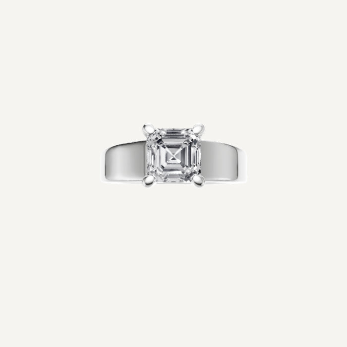 Zoe-5mm Bold Engagement Ring in 14K White Gold With Hidden Halo with Side Diamond Setting, [Ring Size: 4.75 & Estimated Shipping Date:  Tue, May 06, 2025]