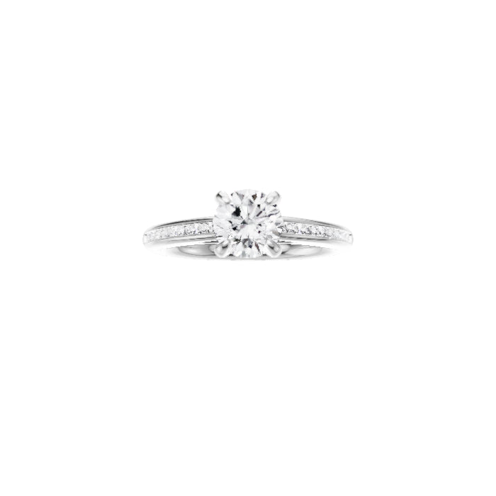 Zuri-Channel Set Engagement Ring in 14K White Gold With Classic Prong Setting, [Ring Size: 9.00 & Estimated Shipping Date:  Wed, Feb 07, 2024]