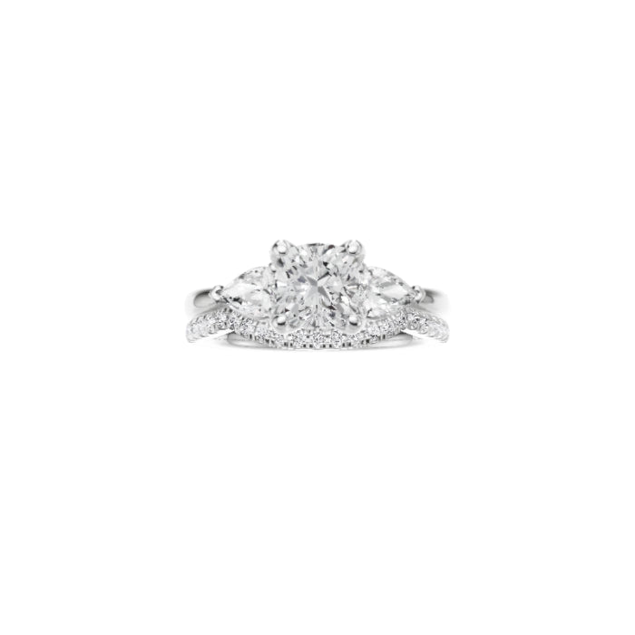 Cloe-Pear Side Engagement Ring in 14K White Gold With Tulip Setting, [Ring Size: 5.75 & Estimated Shipping Date:  Tue, Feb 06, 2024]