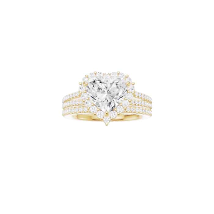 Vivienne-Vintage split shank Engagement Ring in 14K Yellow Gold With Diana Halo Setting, [Ring Size: 9.00 & Estimated Shipping Date:  Tue, Feb 06, 2024]