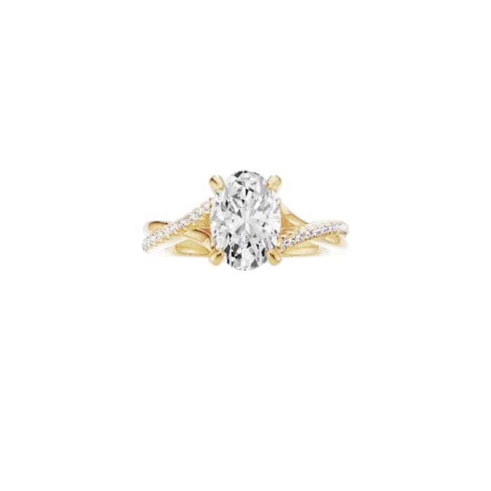 Neva-Twist Engagement Ring in 14K Yellow Gold With Hidden Halo Setting, [Ring Size: 7.50 & Estimated Shipping Date:  Wed, Feb 07, 2024]