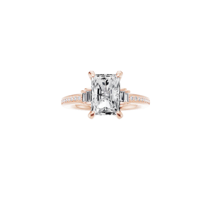 Olivia-Graduated Five Stone Engagement Ring in 14K Rose Gold With Hidden Halo Setting, [Ring Size: 6.50 & Estimated Shipping Date:  Mon, Feb 05, 2024]