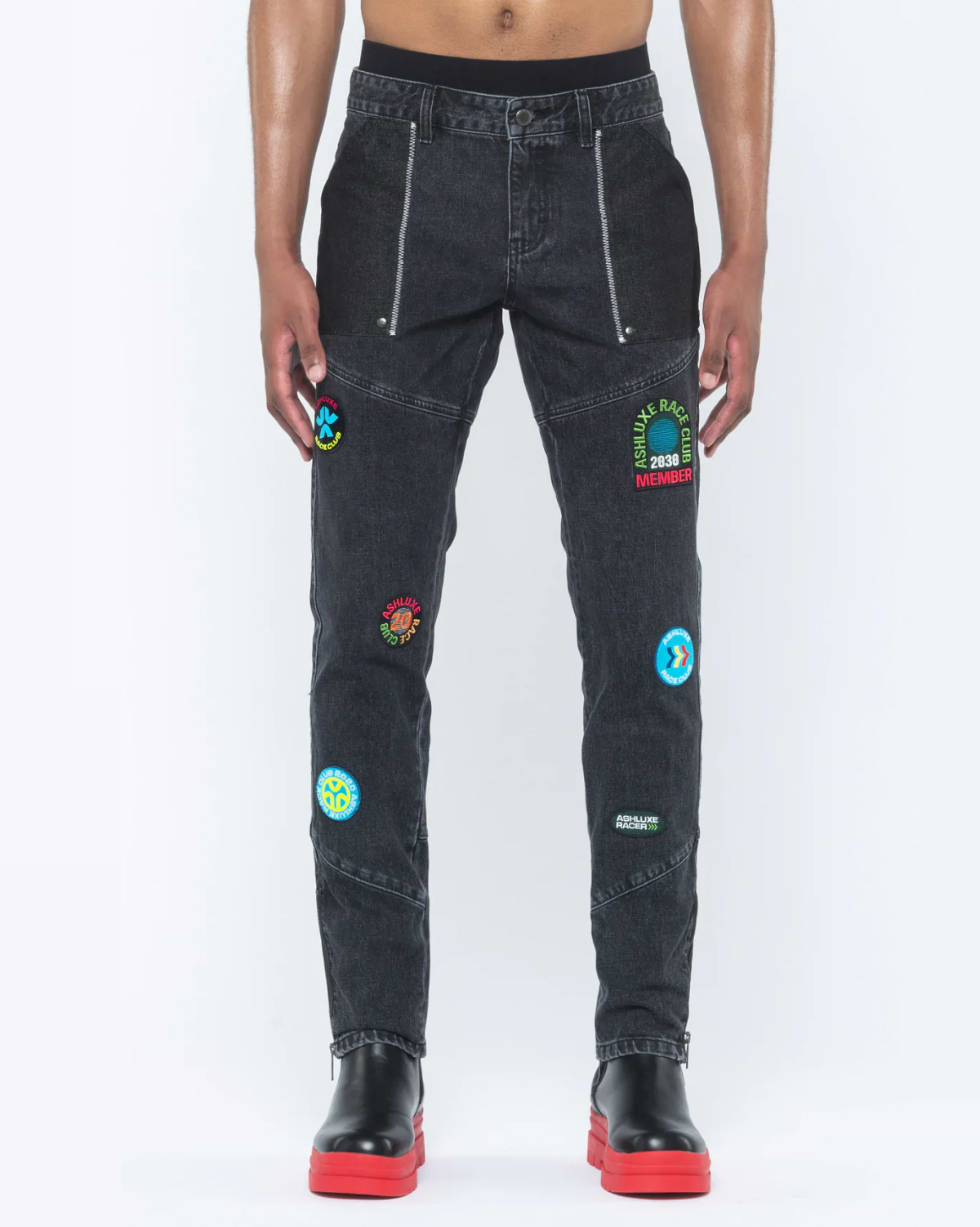 Ashluxe Race Club Denim Pant  Black